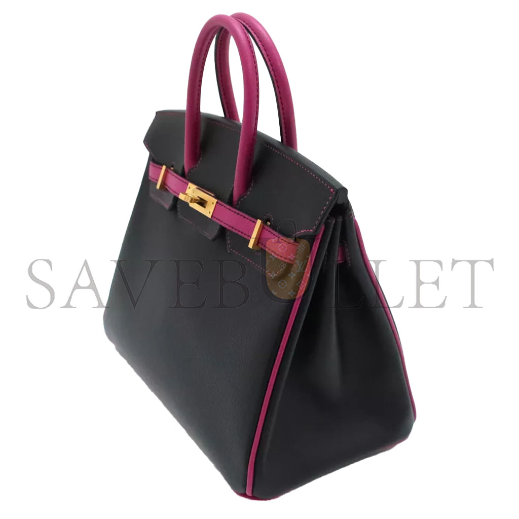 HERMES BIRKIN 30 EPSOM BLACK AND ROSE RED GOLD BUCKLE H028369CK19 (30*23*15cm)